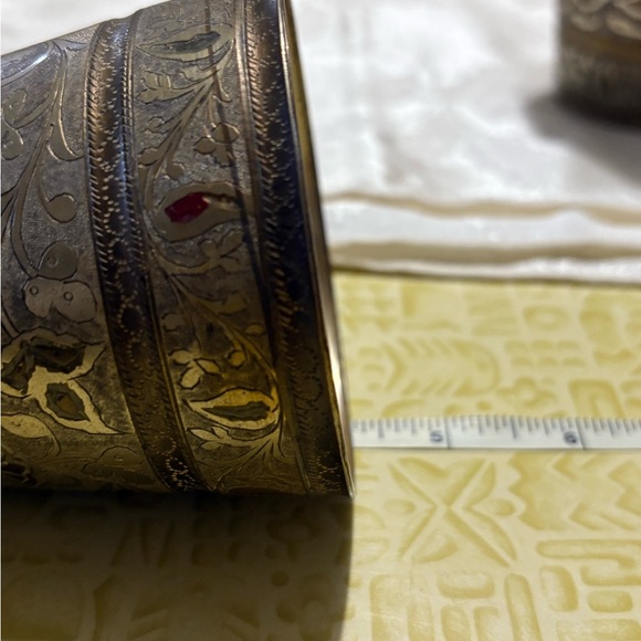 Antique Ornate Floral Metal Cups Set of 2 - Picture 8 of 8